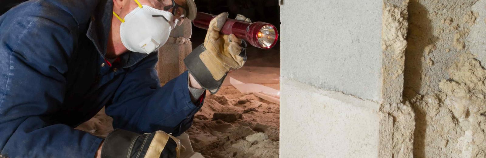 man examining crawlspace