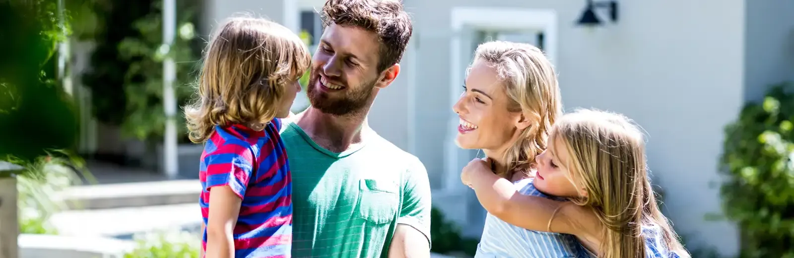 Family outside in mosquito free yard