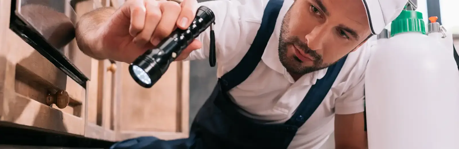 technician inspecting kitchen