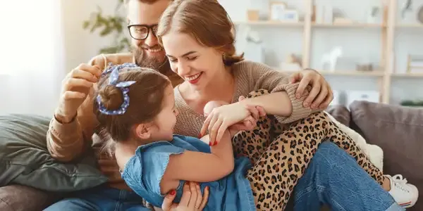 Happy family in pest free home